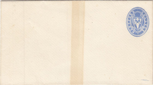 144307 1879 HERTFORD COLLEGE, OXFORD ½d BLUE EMBOSSED ENVELOPE GOOD UNUSED.