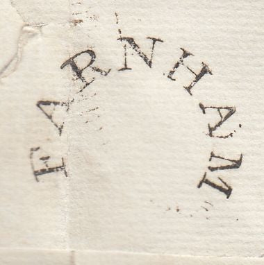 144318 1829 'Money Letter'  WEYBOURNE HOUSE, FARNHAM, SURREY TO LONDON WITH 'FARNHAM' (SY293) AND ' Farnham/Penny Post' (SY304) HANDSTAMPS.