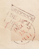 144320 1841 1d MULREADY USED IN SCOTLAND GREENOCK TO PRESHOME, BUCKIE, VERY FINE STRIKE DISTINCTIVE MALTESE CROSS OF GREENOCK (SPEC ME1ue).