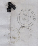 144322 1850 MAIL 'Rugby and Stamford Railway' HUSBANDS BOSWORTH LEICS TO STOURBRIDGE 1d  (SG8) 'HUSBANDS BOSWORTH' UDC.