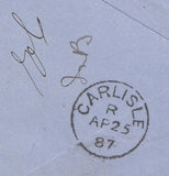 144323 1887 UNDELIVERED MAIL WIGTON, CUMBERLAND TO CARLISLE 1d LILAC (SG172).