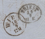 144326 1866 MAIL LONDON TO TRIESTE 6d LILAC PL.5 (SG97).