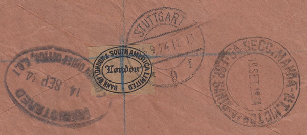 144328 1934 REGISTERED AIRMAIL LONDON TO VICTORIA, BRAZIL 'Per Graf Zeppelin' KGV 3d 1s AND 2/6 SEAHORSE (SG415).