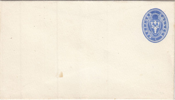 144330 1879 HERTFORD COLLEGE, OXFORD ½d BLUE EMBOSSED ENVELOPE GOOD UNUSED.