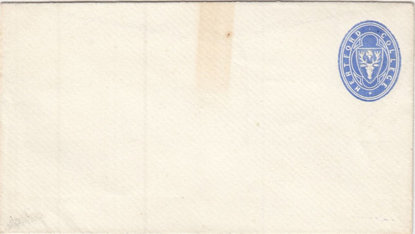 144331 1879 HERTFORD COLLEGE, OXFORD ½d BLUE EMBOSSED ENVELOPE UNUSED.