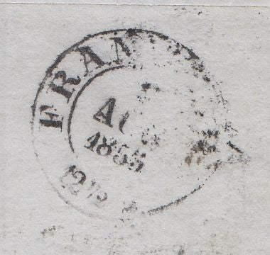144334 1855 LETTER ROYAL AGRICULTURAL SOCIETY OF ENGLAND, LONDON TO DARMSTADT, GERMANY FINE PAIR 4d CARMINE SMALL GARTER  (SG62).