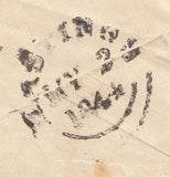 144337 1844 PENNY PINK ENVELOPE SEVENOAKS TO HASTINGS USED MAY 1ST 1844, FIRST DAY USE 1844 TYPE CANCELLATION.