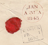 144339  1843 PENNY PINK ENVELOPE GREENOCK TO HAWICK VERY FINE STRIKE GREENOCK DISTINCTIVE MALTESE CROSS.