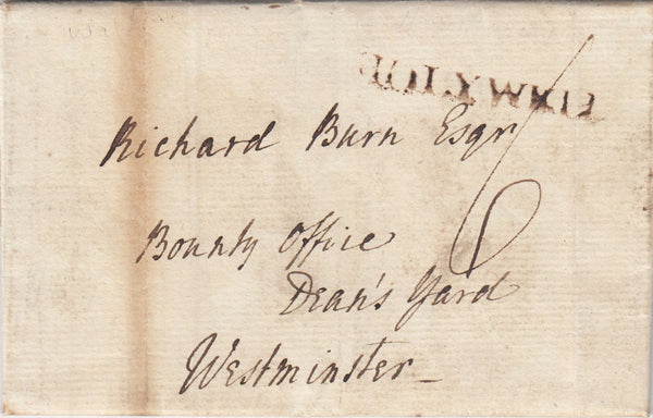 144340 1794 MAIL HOLYWELL, FLINTSHIRE TO LONDON WITH 'HOLYWELL' HANDSTAMP (W1182).