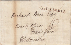 144340 1794 MAIL HOLYWELL, FLINTSHIRE TO LONDON WITH 'HOLYWELL' HANDSTAMP (W1182).