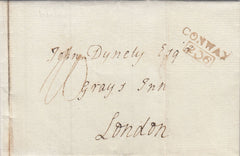 144342 1804 MAIL CONWAY, CAERNARVONSHIRE TO LONDON 'CONWAY/236' MILEAGE MARK (W823).