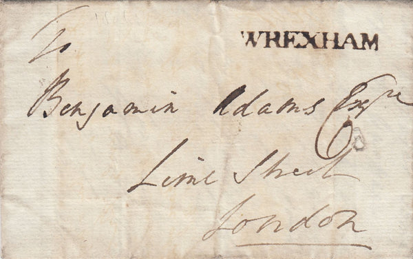 144343 1791 MAIL WREXHAM, DENBIGHSHIRE TO LONDON WITH 'WREXHAM' HANDSTAMP (W2405).