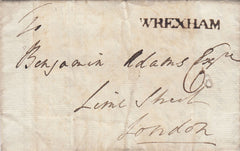 144343 1791 MAIL WREXHAM, DENBIGHSHIRE TO LONDON WITH 'WREXHAM' HANDSTAMP (W2405).