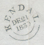 144357 1839 UNIFORM FOURPENNY POST USED IN WESTMORLAND KENDAL TO PENRITH.
