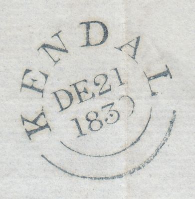 144357 1839 UNIFORM FOURPENNY POST USED IN WESTMORLAND KENDAL TO PENRITH.
