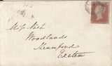 144358 1854 1d ARCHER PL.97 EXPERIMENTAL PERFORATION (SG16b) ON COVER LONDON TO  EXETER.