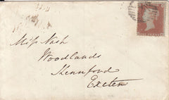 144358 1854 1d ARCHER PL.97 EXPERIMENTAL PERFORATION (SG16b) ON COVER LONDON TO  EXETER.
