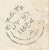 144358 1854 1d ARCHER PL.97 EXPERIMENTAL PERFORATION (SG16b) ON COVER LONDON TO  EXETER.
