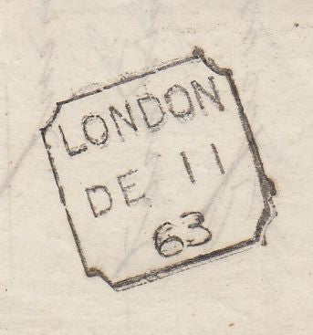 144361 1863 MAIL LONDON TO HAMBURG 2d BLUE PL.9 (SG45) x 3.