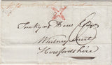144366 1823 MAIL LONDON TO WHITNEY COURT, HEREFORDSHIRE, MISSENT, WITH INSPECTOR'S MARK.