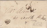 144368 1823 MAIL SPITALFIELDS TO CASTLE STREET, LONDON WITH OVAL 'MS' HANDSTAMP APPLIED TO MISSORTED MAIL.