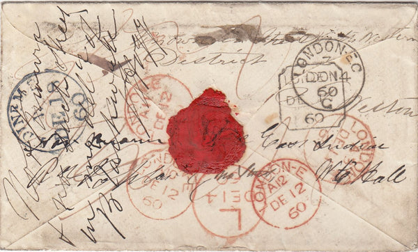 144369 1860 MAIL UNDELIVERED WITHIN LONDON, REDIRECTED TO EDINBURGH AFTER MANY ATTEMPTS UNSUCCESSFUL DELIVERY.