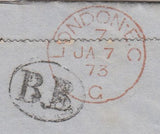 144370 1873 UNDELIVERED MAIL WITHIN LONDON WITH VARIOUS HANDSTAMPS INCLUDING OVAL 'NOT/FULLY-ADDRESSED' AND OVAL 'B.B.' (Blind Bag).'