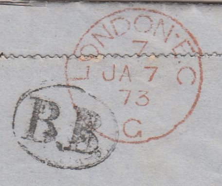 144370 1873 UNDELIVERED MAIL WITHIN LONDON WITH VARIOUS HANDSTAMPS INCLUDING OVAL 'NOT/FULLY-ADDRESSED' AND OVAL 'B.B.' (Blind Bag).'