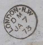 144370 1873 UNDELIVERED MAIL WITHIN LONDON WITH VARIOUS HANDSTAMPS INCLUDING OVAL 'NOT/FULLY-ADDRESSED' AND OVAL 'B.B.' (Blind Bag).'