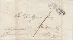 144376 1837 MAIL BANGOR, CAERNARVONSHIRE TO LLANTRISANT FINE STRIKE 'Bangor/Py Post' HANDSTAMP (W218).