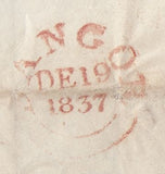 144376 1837 MAIL BANGOR, CAERNARVONSHIRE TO LLANTRISANT FINE STRIKE 'Bangor/Py Post' HANDSTAMP (W218).