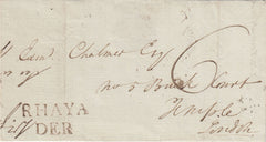 144380 1792 MAIL RHAYADER, RADNORSHIRE TO LONDON VERY FINE 'RHAYA/DER' TWO LINE HANDSTAMP (W2065).