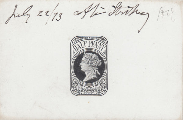 144403 1873 QV ½d NEWSPAPER WRAPPER STAMP DIE PROOF.