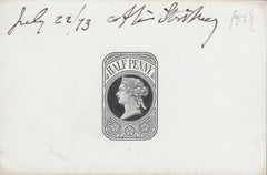 144403 1873 QV ½d NEWSPAPER WRAPPER STAMP DIE PROOF.