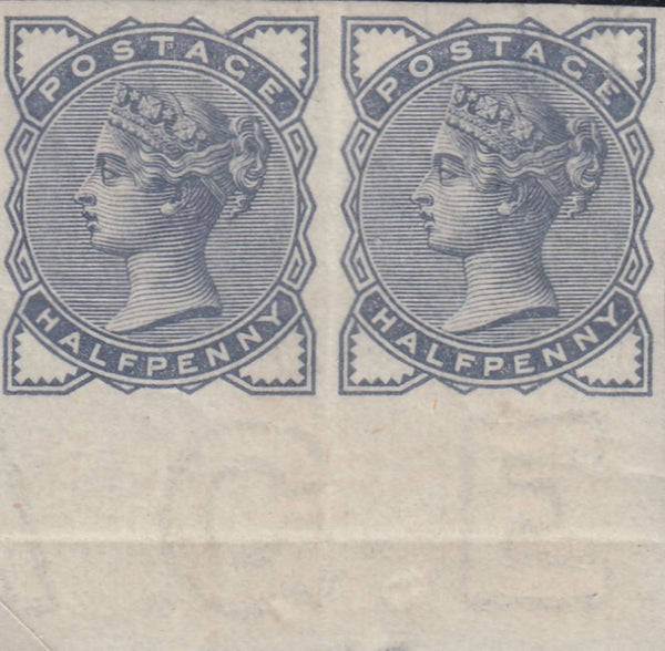 144406 1884 ½d SLATE-BLUE IMPERFORATE PAIR (SG187a) GOOD TO FINE UNUSED.