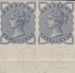 144406 1884 ½d SLATE-BLUE IMPERFORATE PAIR (SG187a) GOOD TO FINE UNUSED.