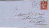 144407 1860 MAIL READING TO BASINGSTOKE 1d (SG40) SOLID STAR SHAPED INSPECTOR'S MARK.