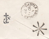 144409 1872 MOURNING ENVELOPE EDINBURGH TO CASTLE DOUGLAS 1d PL.149 (SG43) 'STAR-BURST' INSPECTOR'S MARK ON REVERSE.