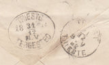 144411 1882 MAIL EDINBURGH TO TRIEST AUSTRIA 2½d PL.23 (SG157) ½d (SG165) WITH 'PAID/EXTRA' HANDSTAMP DENOTING LATE FEE.