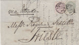 144415 1886 MAIL LONDON TO TRIESTE 2½d LILAC (SG190) 5d GREEN (SG193).
