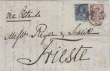 144418  1888 MAIL LONDON TO TRIEST, 2½d (SG201) 5d (SG207a).