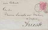 144420 1875 MAIL LONDON TO TRIESTE 3d ROSE PL.17 (SG143).