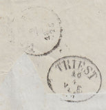 144420 1875 MAIL LONDON TO TRIESTE 3d ROSE PL.17 (SG143).
