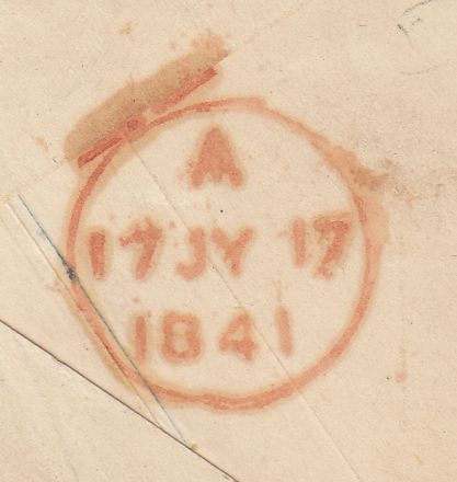 144421 1841 PENNY PINK BEWDLEY, WORCS TO LONDON UPRATED 1d RED PL.ELEVEN (SG7)(GD).