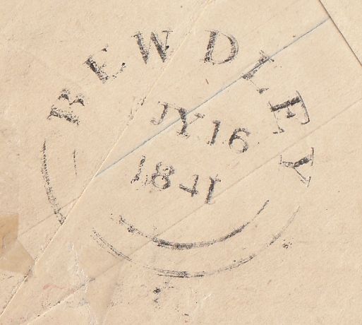 144421 1841 PENNY PINK BEWDLEY, WORCS TO LONDON UPRATED 1d RED PL.ELEVEN (SG7)(GD).