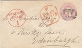 144427 1847 PENNY PINK ENVELOPE SLOUGH, BUCKS TO EDINBURGH CANCELLED '717' NUMERAL OF SLOUGH, ON FRONT 'SLOUGH/PAID/1' UNIFORM PENNY POST HANDSTAMP (BU269).