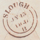 144427 1847 PENNY PINK ENVELOPE SLOUGH, BUCKS TO EDINBURGH CANCELLED '717' NUMERAL OF SLOUGH, ON FRONT 'SLOUGH/PAID/1' UNIFORM PENNY POST HANDSTAMP (BU269).