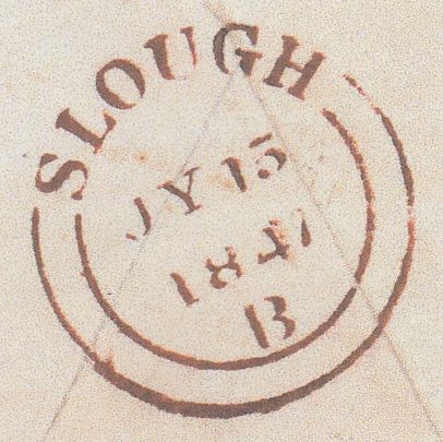 144427 1847 PENNY PINK ENVELOPE SLOUGH, BUCKS TO EDINBURGH CANCELLED '717' NUMERAL OF SLOUGH, ON FRONT 'SLOUGH/PAID/1' UNIFORM PENNY POST HANDSTAMP (BU269).