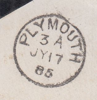 144437 1885 MOURNING ENVELOPE SIDMOUTH, DEVON TO NATAL, SOUTH AFRICA 6d GREEN (SG194) REDIRECTED TO BARBERTON WITH NATAL 4d BROWN.