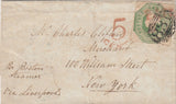 144443 1852 WRAPPER WAKEFIELD TO NEW YORK 1s GREEN EMBOSSED (SG55).